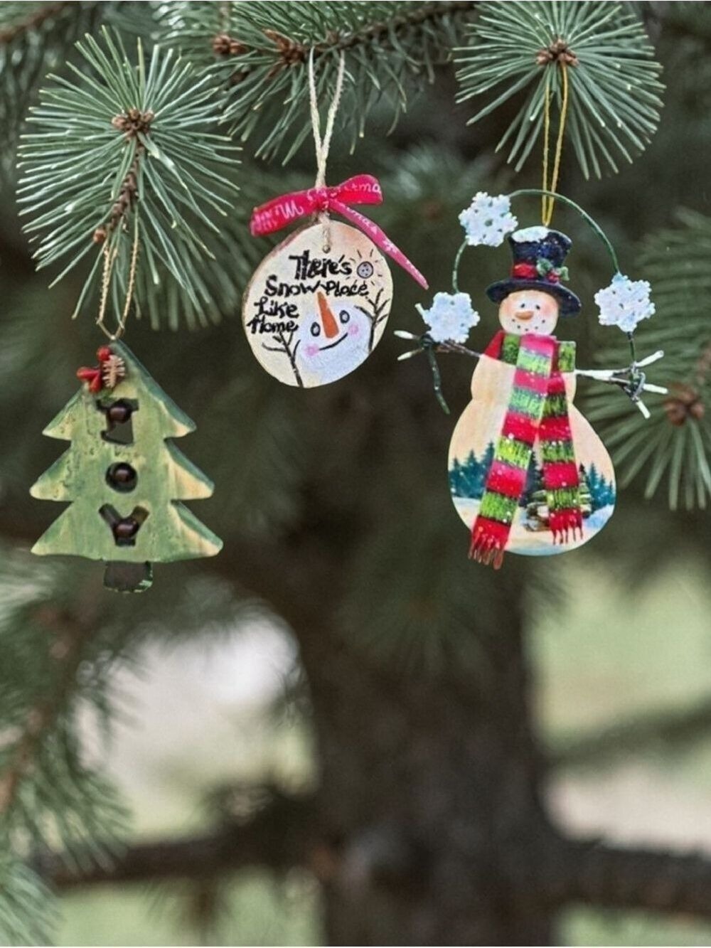 Christmas Ornaments Set 3 Snowman Tree #CHR1